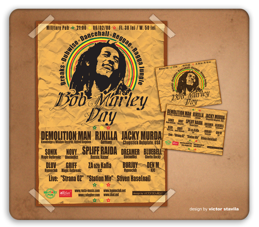 Афиша и флаер "Bob Marley Day"