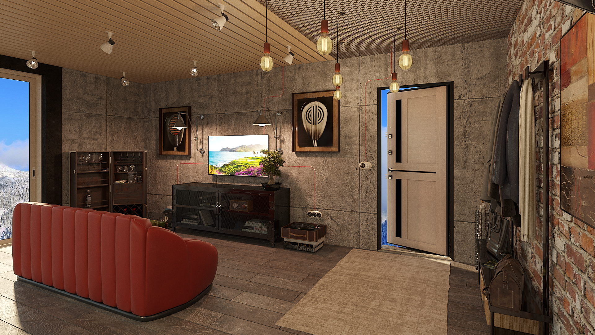 Проект кухни-гостинной в горах