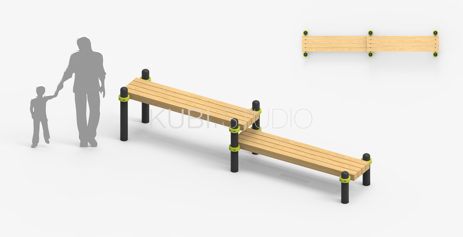Двойная скамья для площадки workout №18