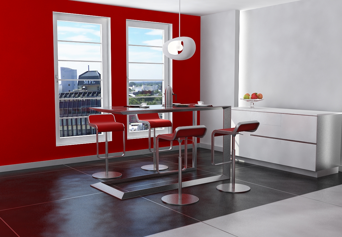 Визуализация лампы Amoeba в интерьере