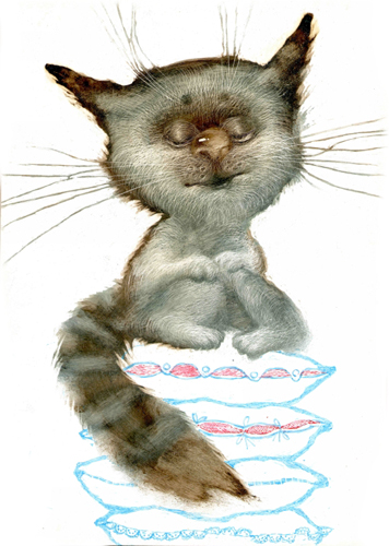 киска на подушках