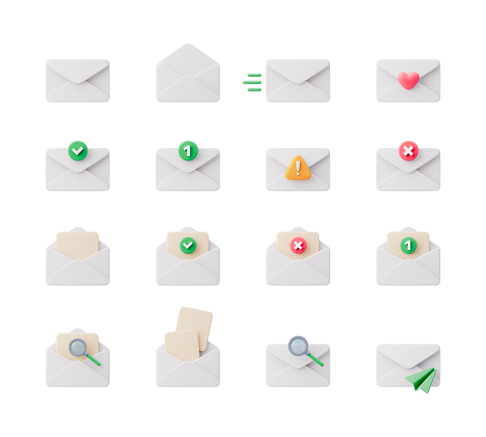 3D иконки. Конверты и уведомления