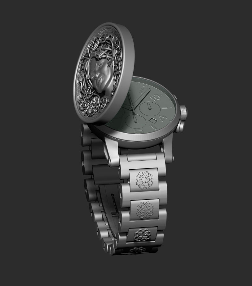 3Д моделирование. Часы-браслет с крышкой "Медуза"