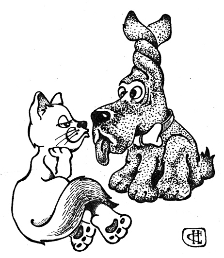 Рисунок для газеты Кот и пёс"