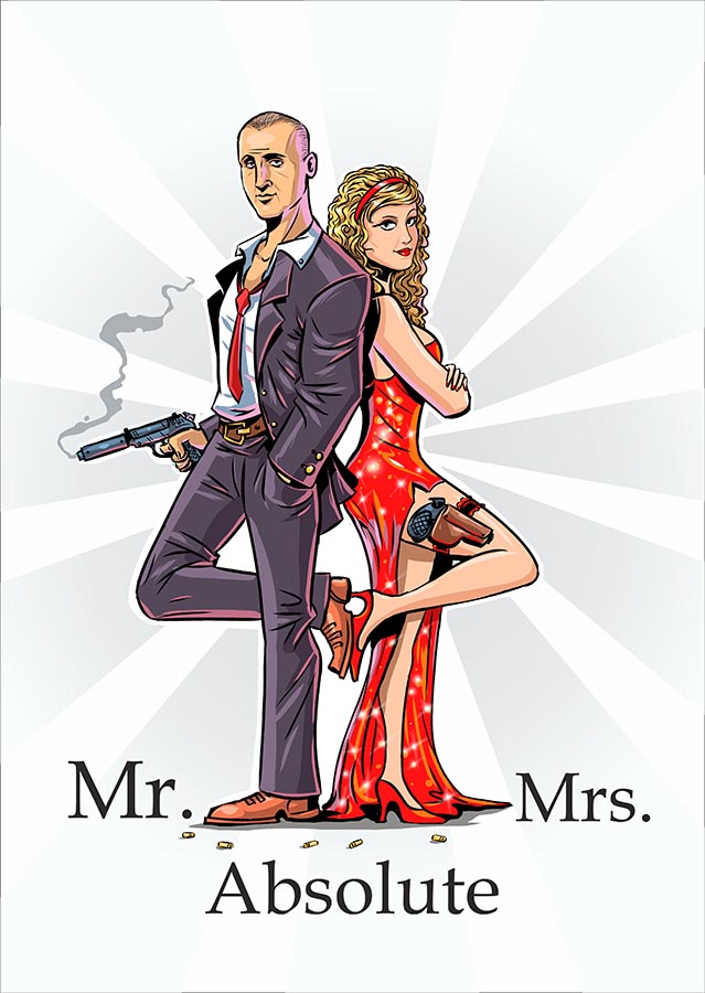 Шарж в стиле постера "Мистер и миссис Смитт"