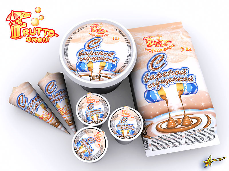 Мороженое со сгущенкой.