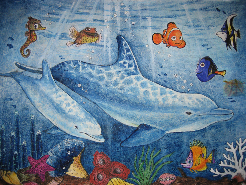 картина в детскую_дельфины и рыбки "Немо"