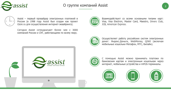 Презентация для провайдера электронных платежей "Assist"