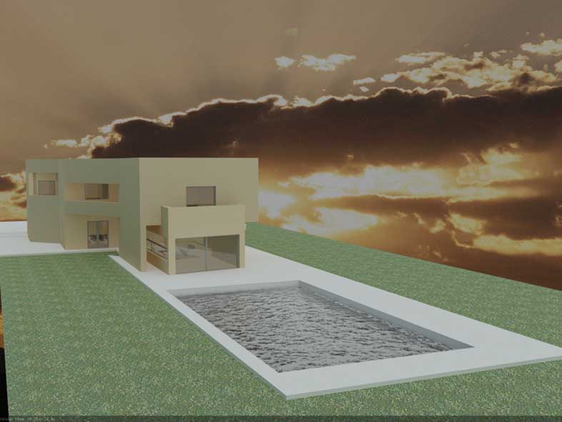 проект домика с бассейном