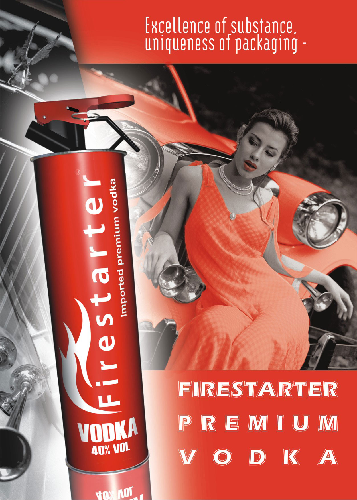 плакат с упаковкой-тубой для водки