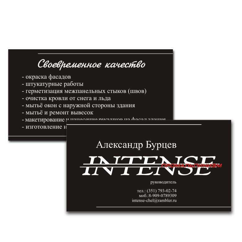 Визитки "Интенс"