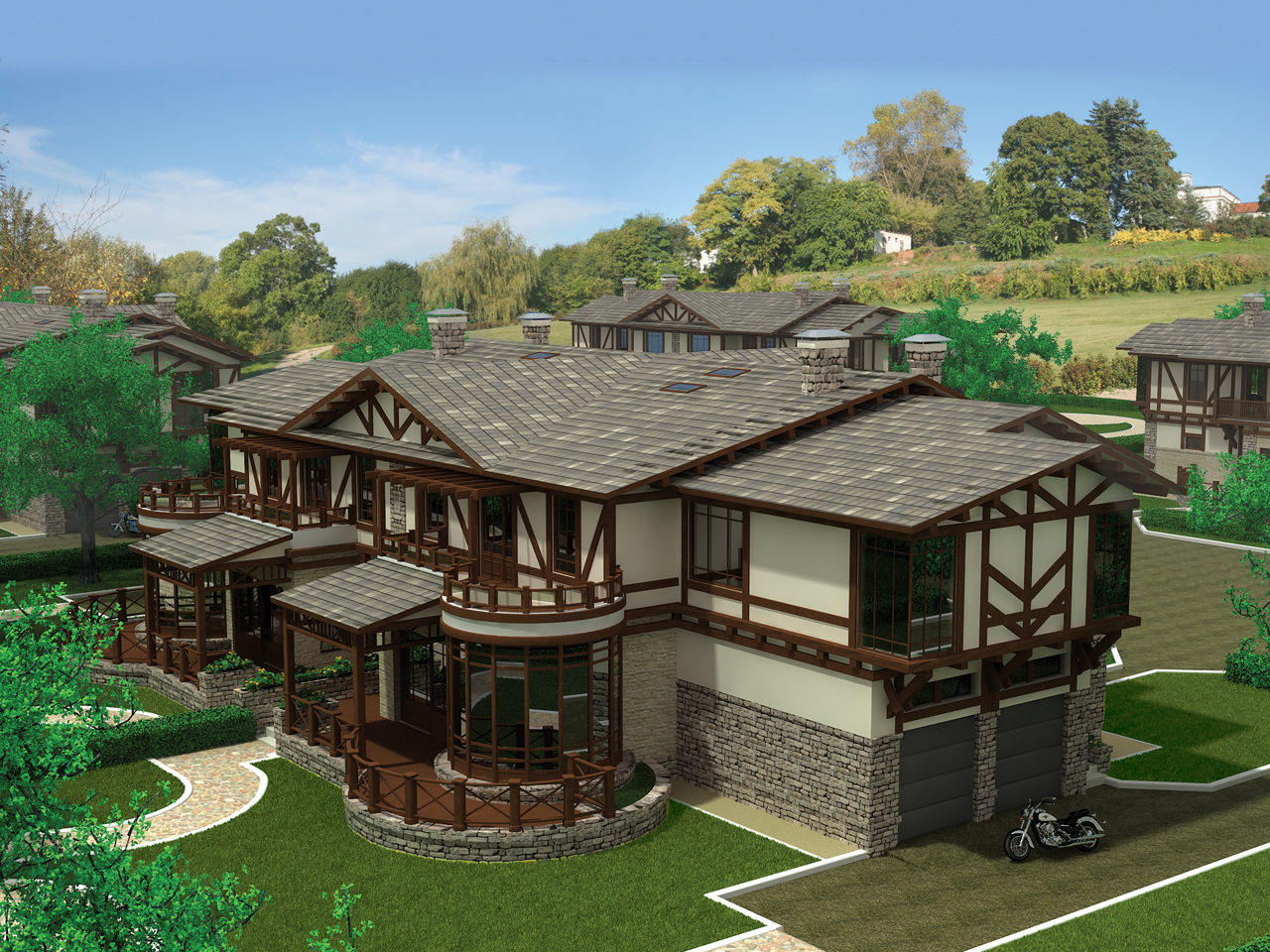 Блокированный дом в стиле "кантри"