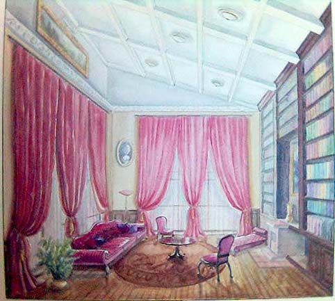 интерьер частной библиотеки