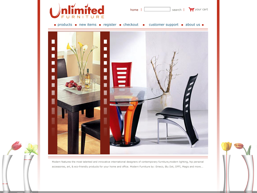internet furniture store_front page