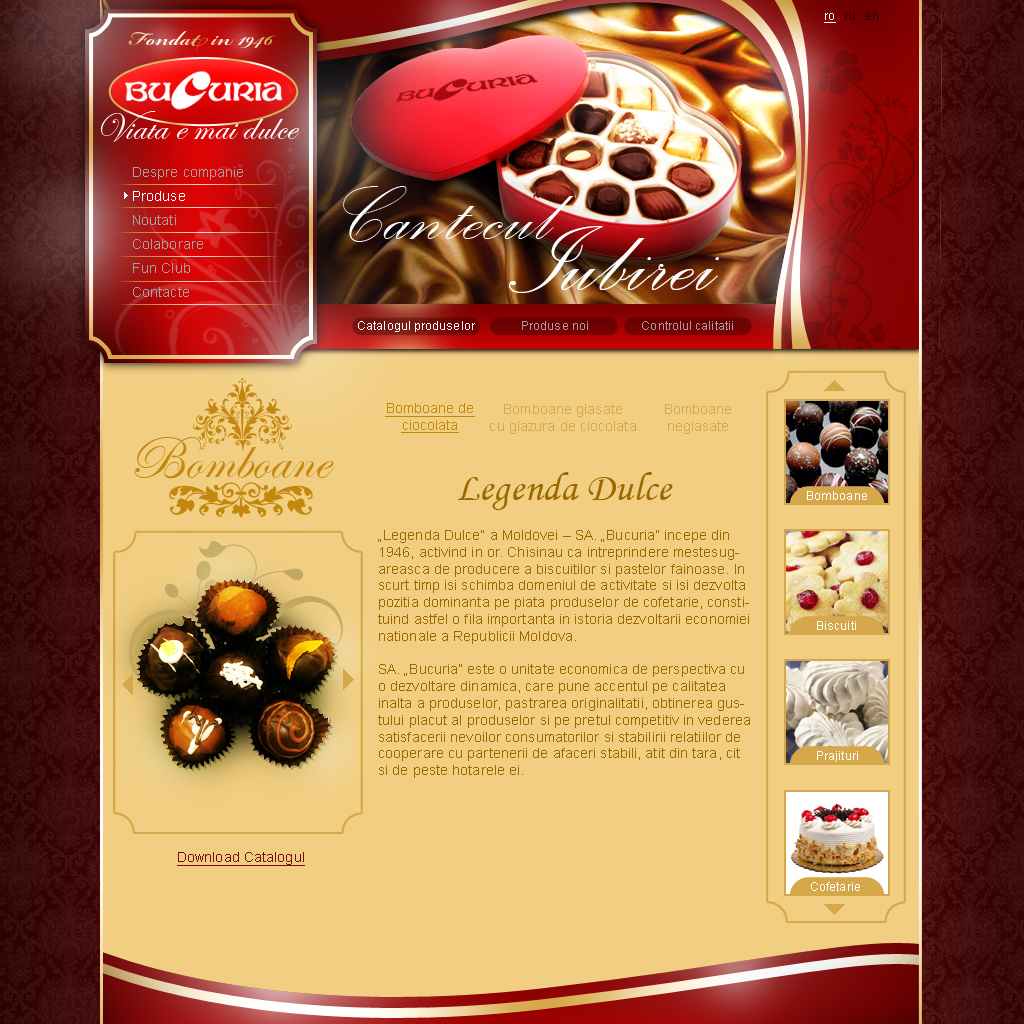 Сайт для кондитерской компании "Bucuria"