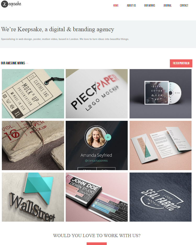 Верстка из psd макета 'keepsake'