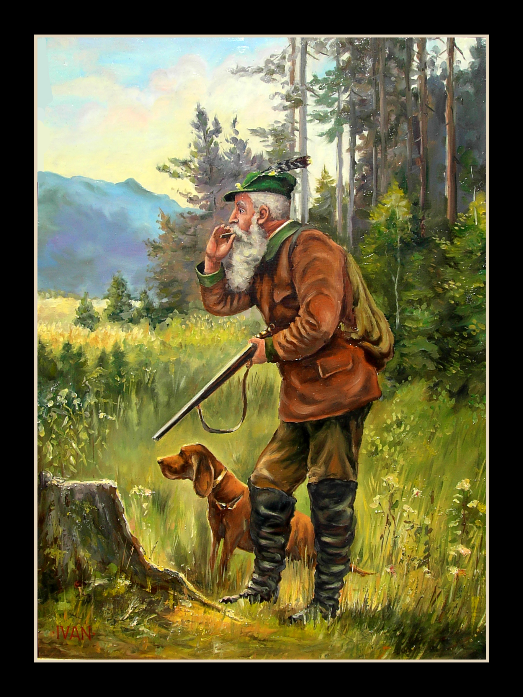 охотник с собакой