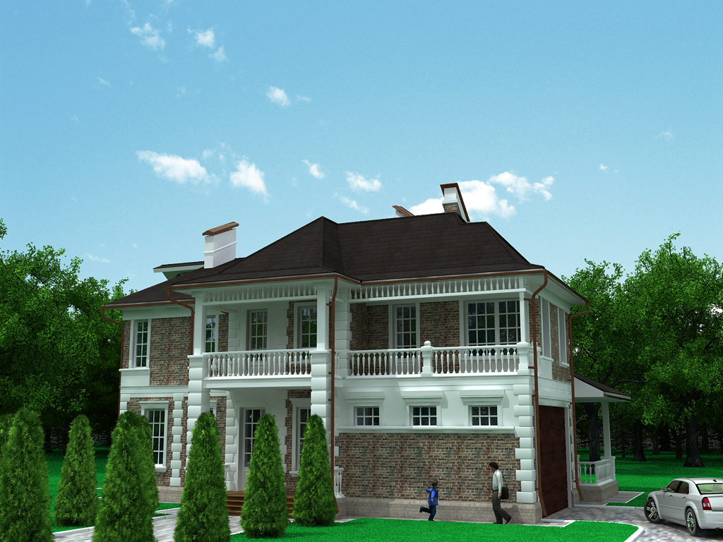 Дом в английском стиле вид 2