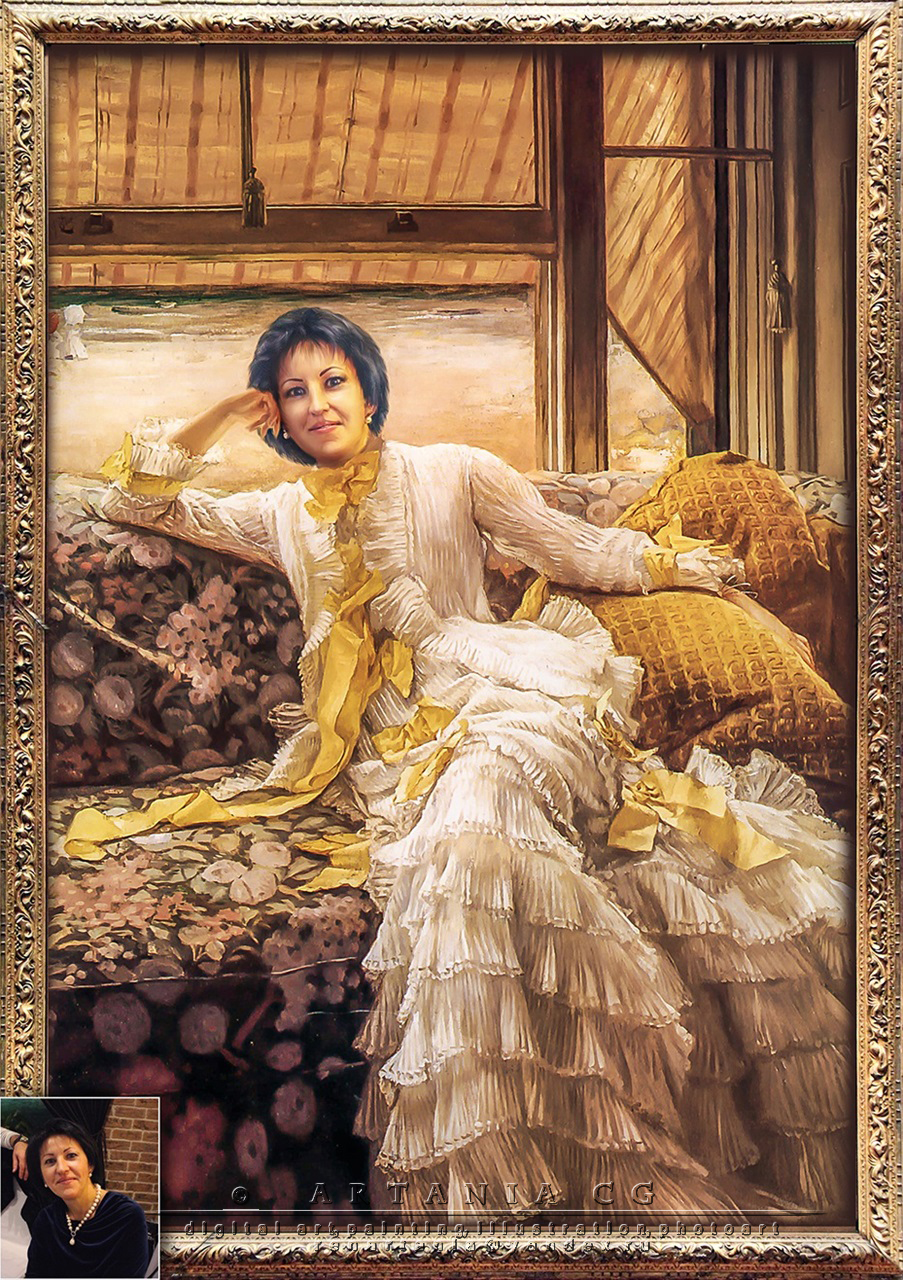 Портрет с отрисовкой лица для "вписывания" в картину 