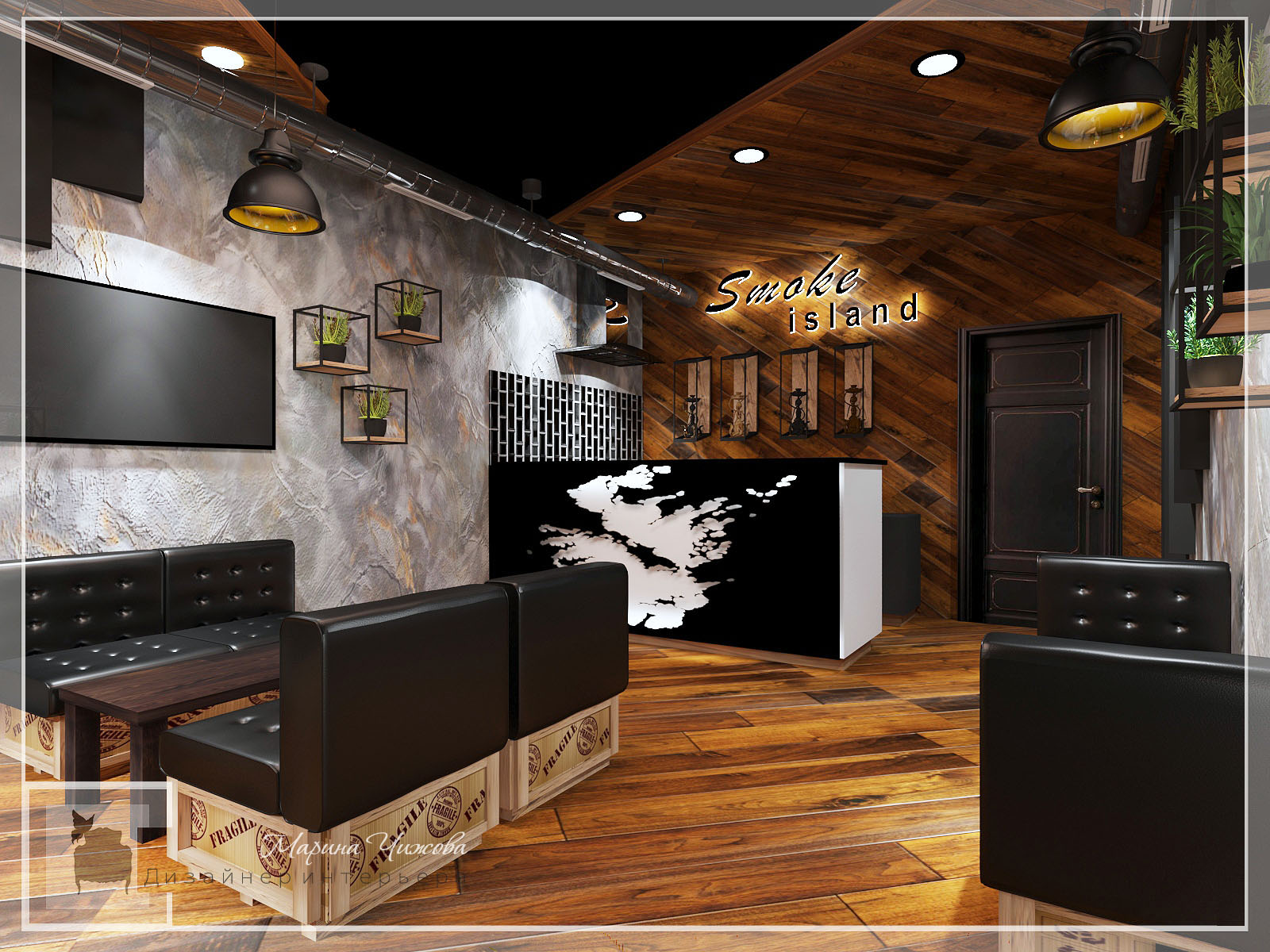 Кальянная. Дизайн проект интерьера
