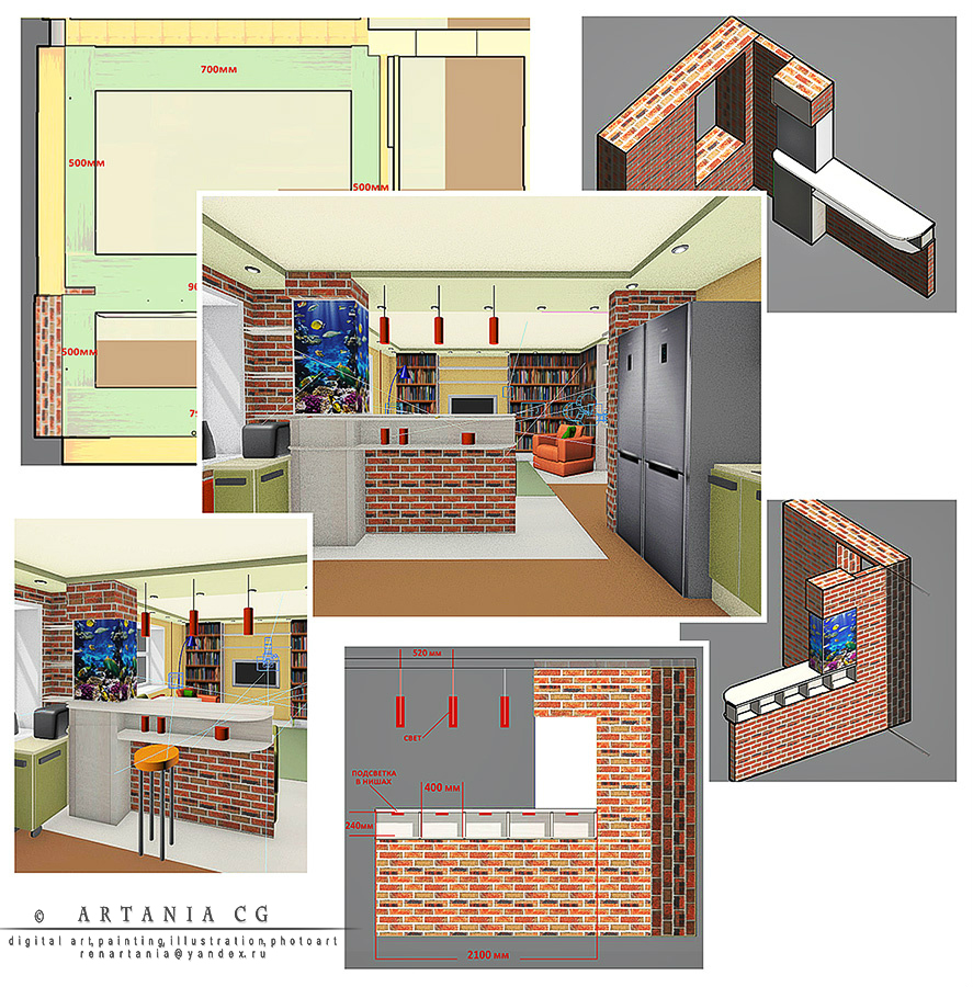 Проектирование барной стойки с аквариумом
