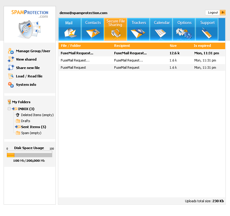 Интерфейс SpamProtection Security