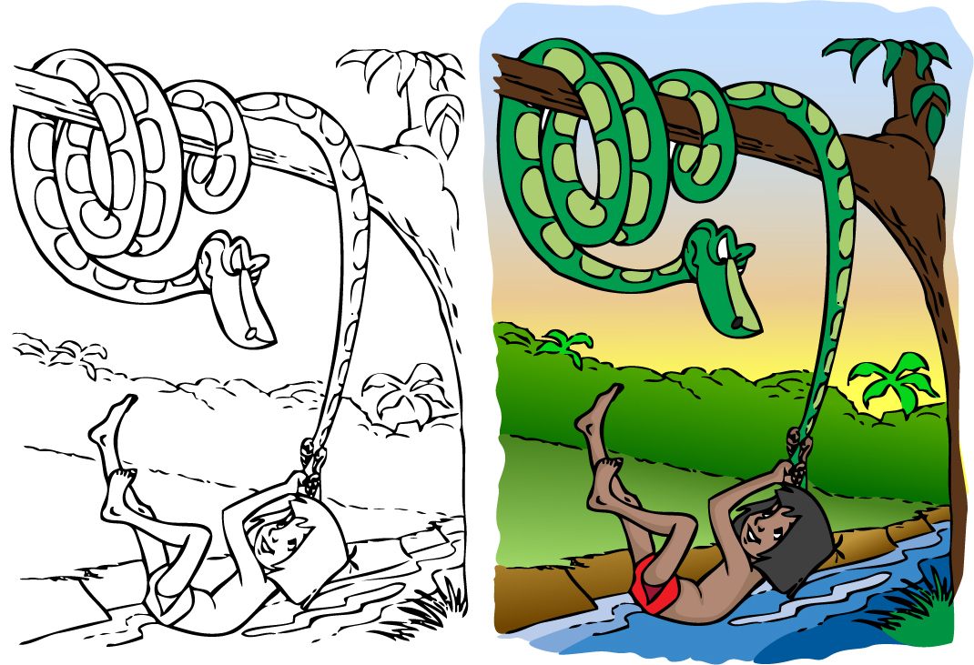 Раскрашиваем рисунок "Маугли"