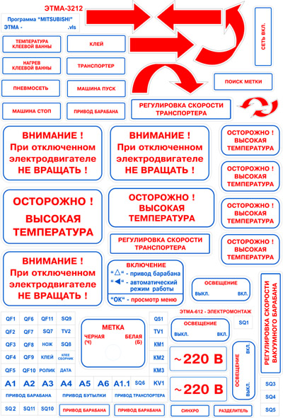 Наклейки на производственное оборудование