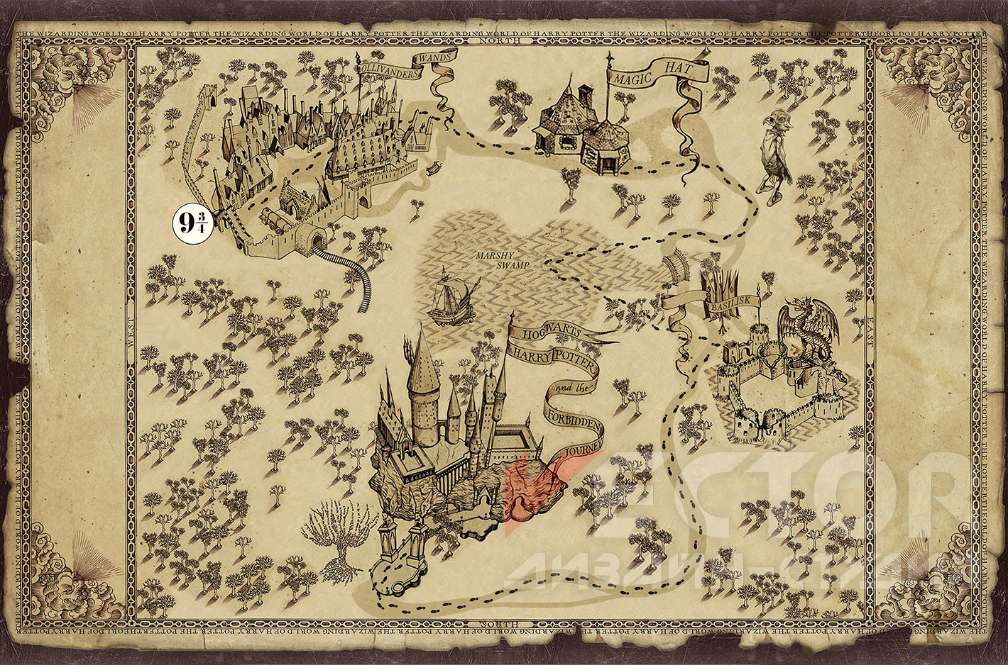 Карта для свадебного квеста (перерисована с Гарри Поттера)