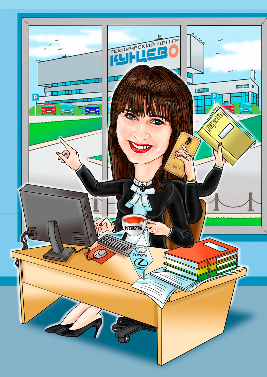 шарж на девушку