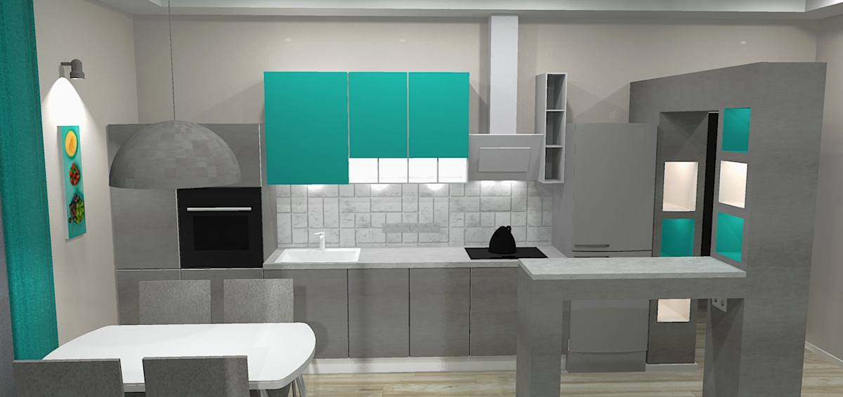 Кухня объединенная с гостиной