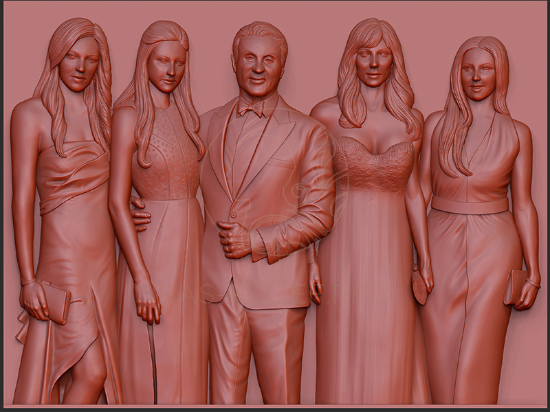 3Д моделирование барельефа семьи Сильвестра Сталлоне