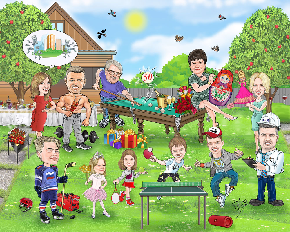 шарж компьютерный он лайн по фото на заказ 