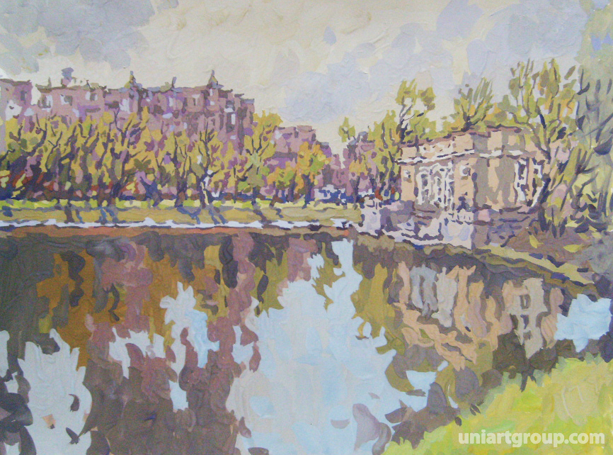 Московский пейзаж акрилом.