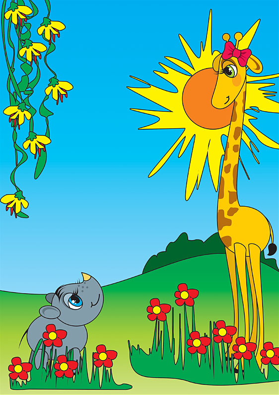 Жирафа и носорог