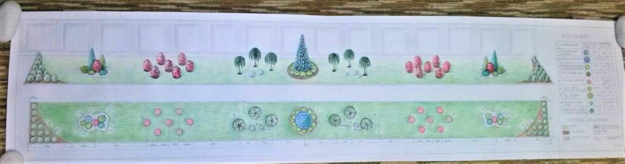 клумба перед высотным жилым комплексом