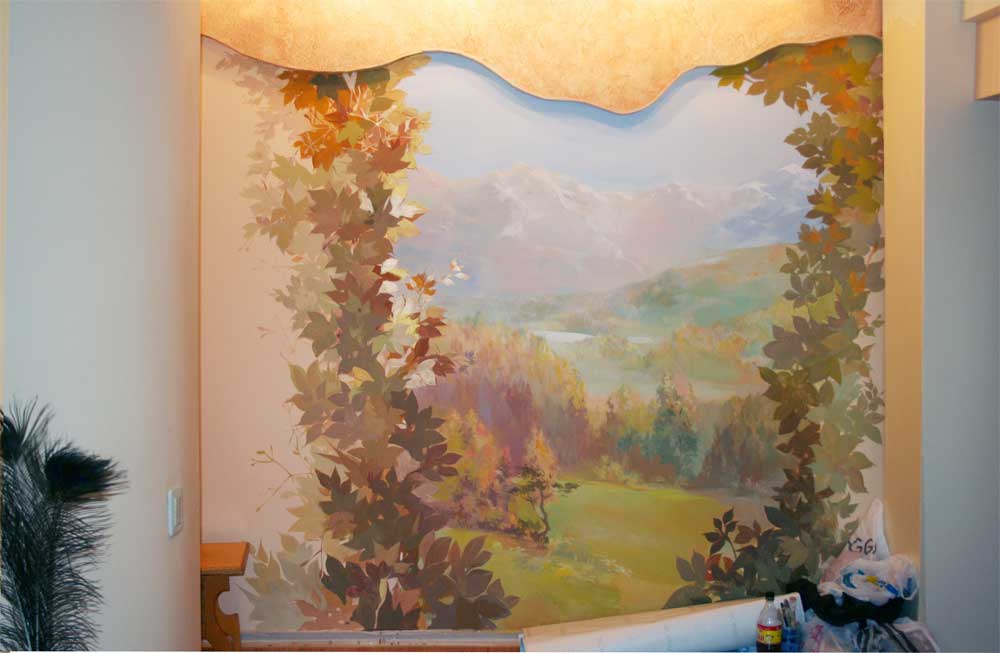 роспись стены в частной квартире
