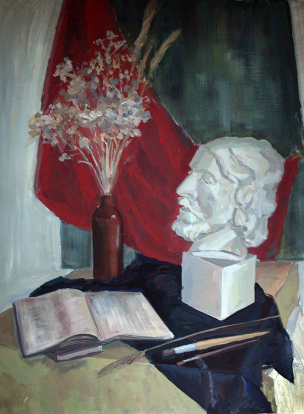 Натюрморт с гипсовой головой.