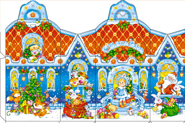 картонная новогодняя упаковка (раскладка) ru