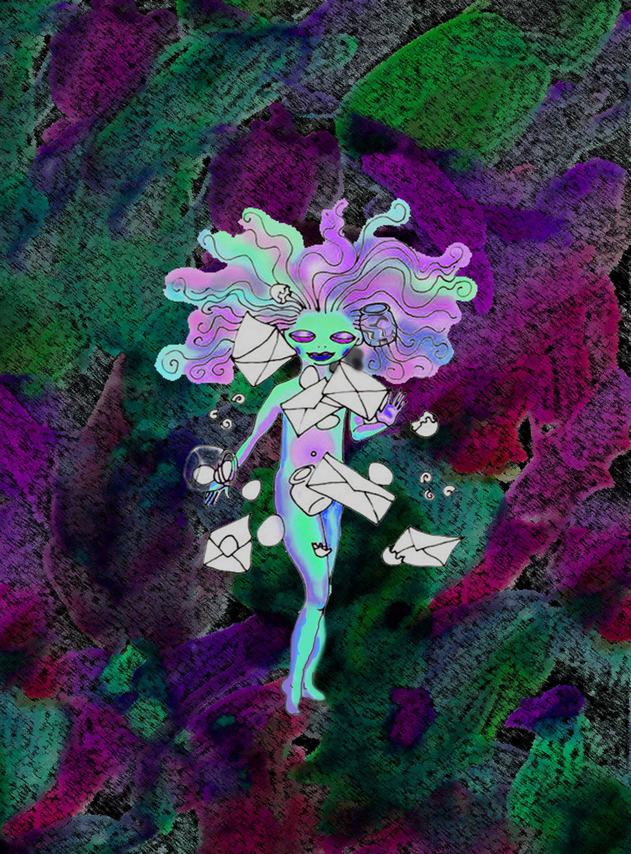 девочка с конвертиками и баночками