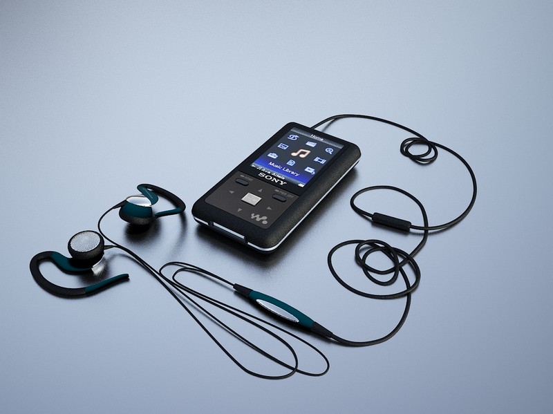 Модель плеера Sony NWZ-S616F и наушниками Sennheiser