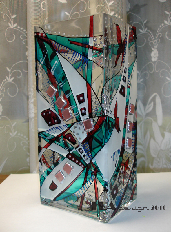 Роспись по стеклу. Ваза, сторона 2