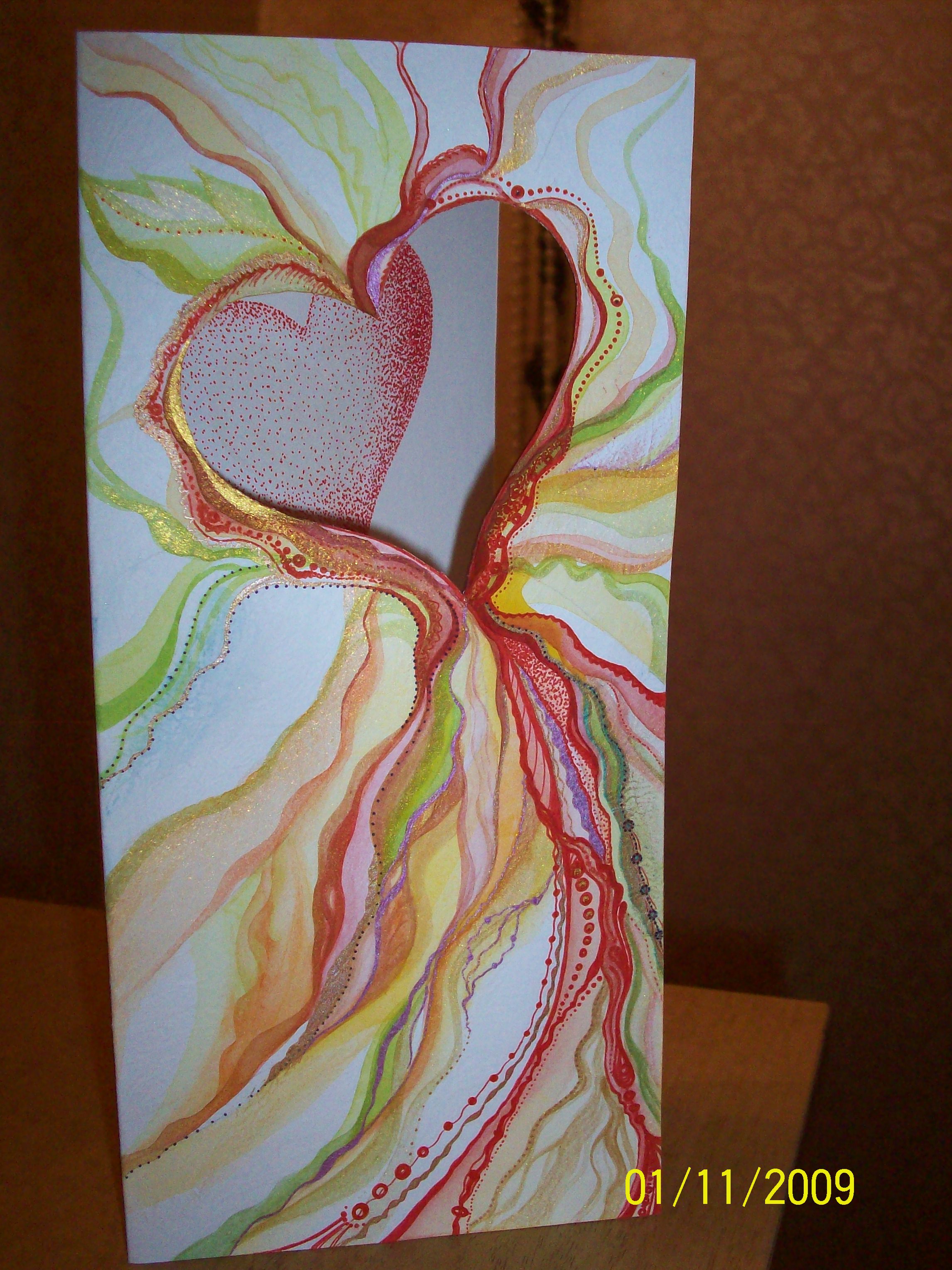 открытка (акварель, гелевая ручка)