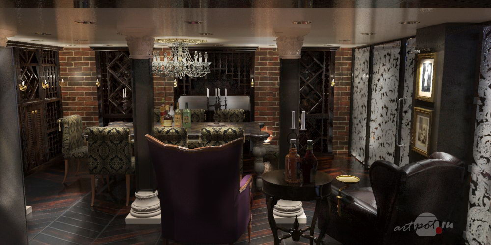 Дизайн и визуализация интерьеров винного бутика