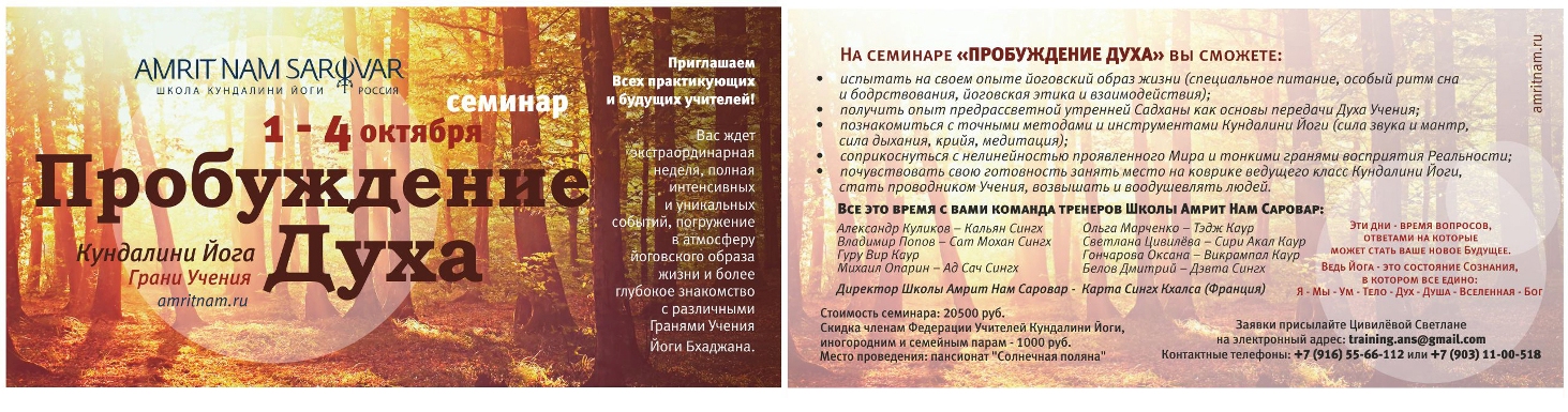 листовка "Пробуждение Духа" 4+4, 100х210