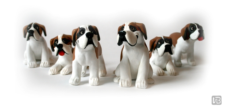 фигурки собак "сенбернары".  Полимерная глина