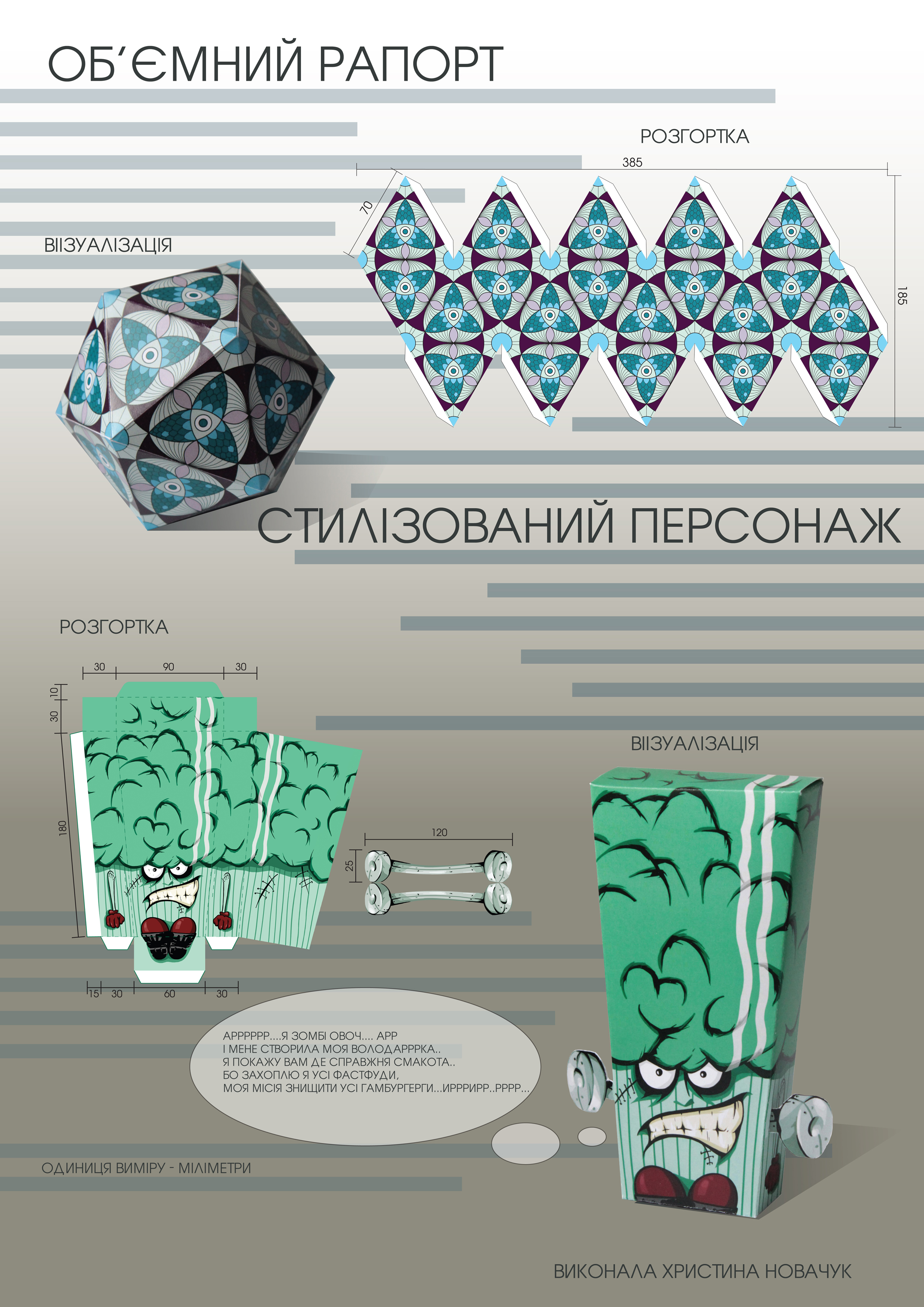 Проект "Объемный рапорт и стилизованный персонаж"