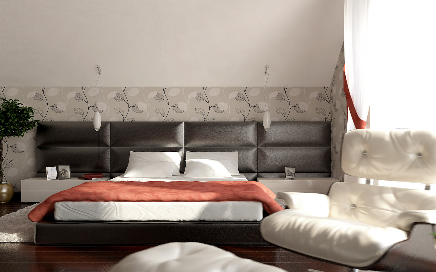 Спальня на верхнем этаже коттеджа