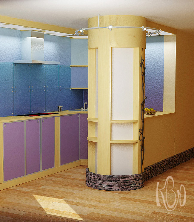 Кухня дизайн-проэкта квартиры "Весенняя прогулка"