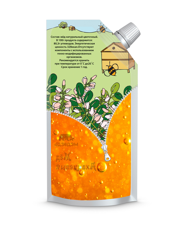 дизайн упаковки мёда для "Медведь"